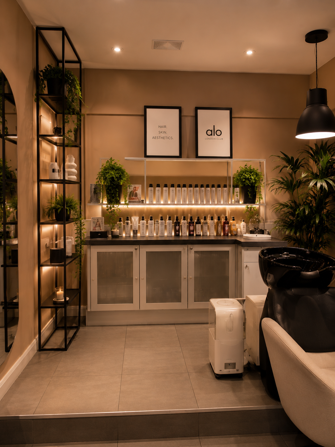 Hair products and wash station